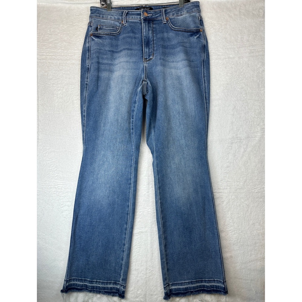 Judy Blue Slim Boot Jeans Womens 14W Blue High Rise Raw Hem